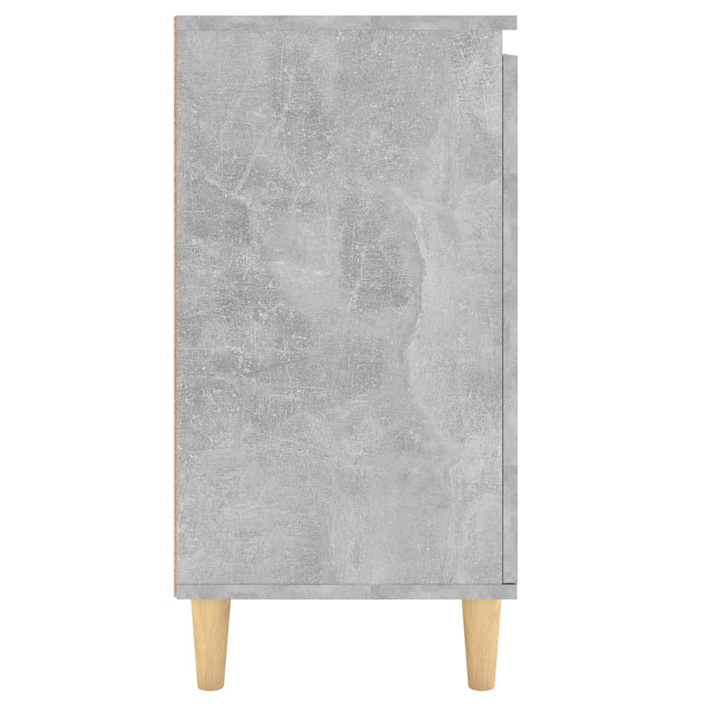 Buffet Enfilade scandinave en Bois d ingénierie Gris béton, 4 Pieds en Bois Massif d Eucalyptus, Meuble Rangement 60 x 35 x 70 cm pour Salon Salle à Manger