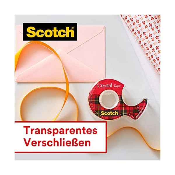 Scotch Crystal Klebeband, transparent, Vorteilspack, 8 Rollen, 19mm x 33m & Klebebandabroller - Beschwerter Scotch C60… – Bild 4