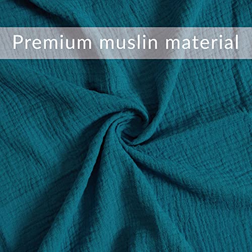 Image of Meracorallo Muslin Swaddle Blanket, 100% Cotton Receiving Blanket Soft and Breathable Swaddle Wrap for Baby Boys and Girls, Teal Blue