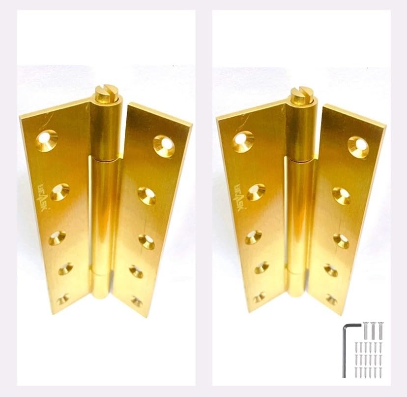 BRASK Brass Spring Hinges/Door Closer Hinge - Single Action 5" (Golden (Pack of 2))