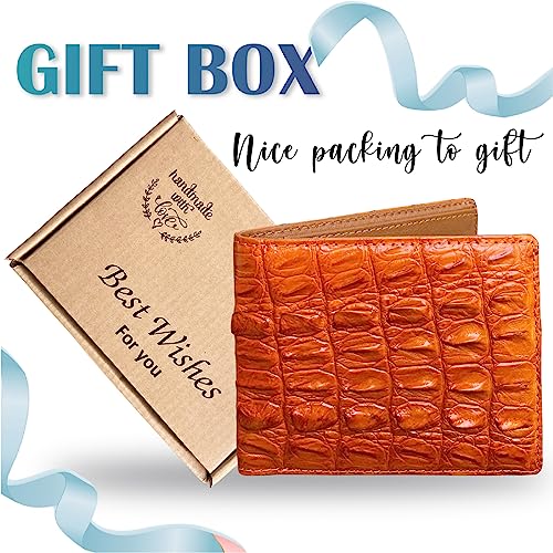 Image of HATA Men Leather Bifold Wallet RFID Blocking Front Pocket Exotic Billfold Handmade Gift For Birthday Wedding Anniversary Father's Day