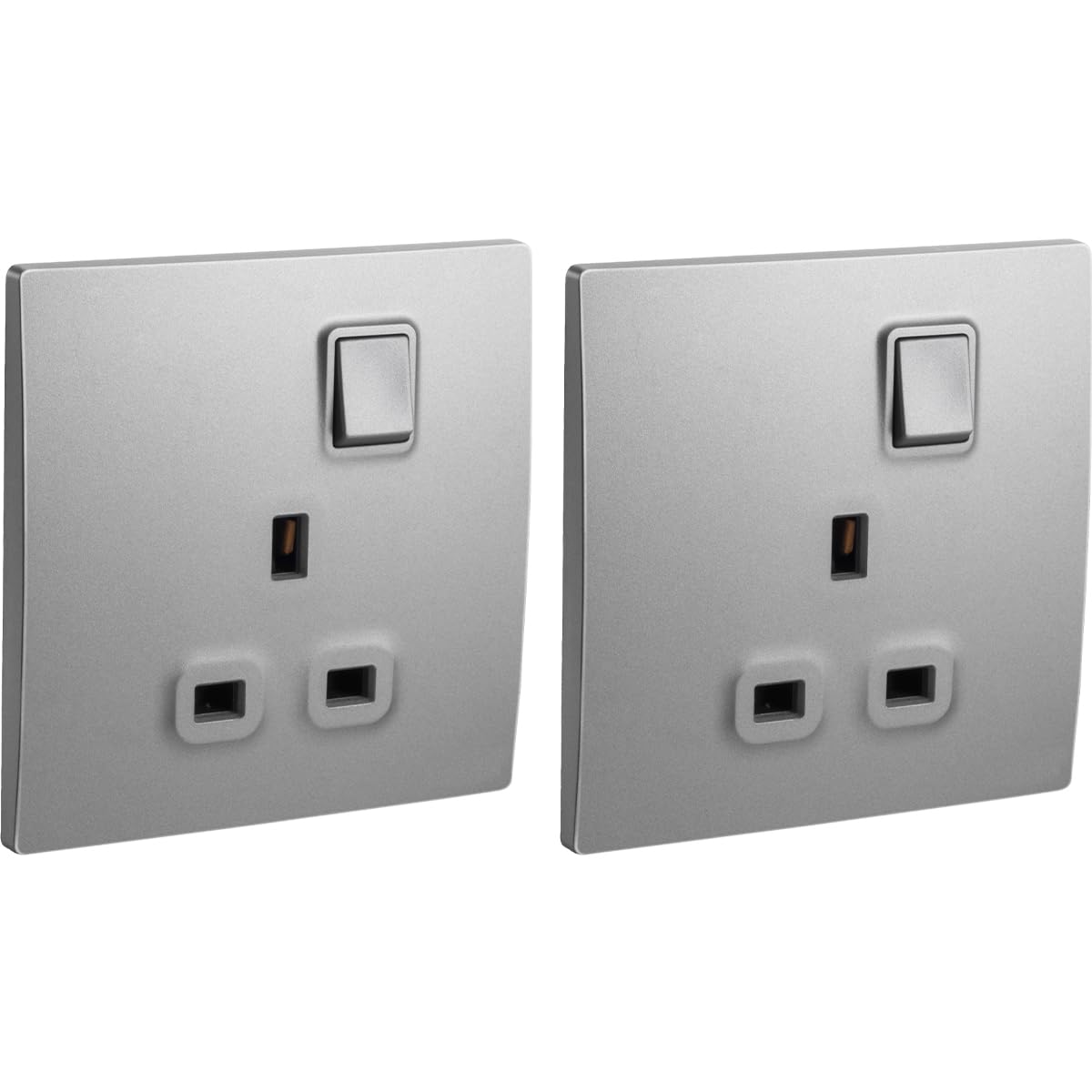 RACO Legrand Mallia Senses Switched Socket Outlet Single Pole British Standard 13A with Earth Connection Pack of (2, Single Outlet Dark Silver)