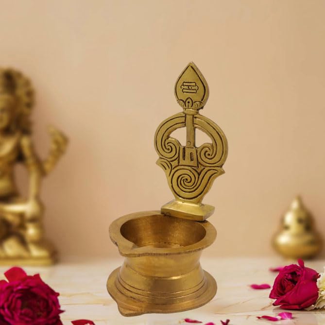 Spillbox Traditional Brass Antique Diya for Puja|Pooja Aarti|Arti Deepak Deepam Oil Lamp for Home Temple Puja Articles Decor Gifts[Weight:185g Height:5inch]- Antique OM Vel Diya (B0D56RCC93) Amazon Price History, Amazon Price Tracker