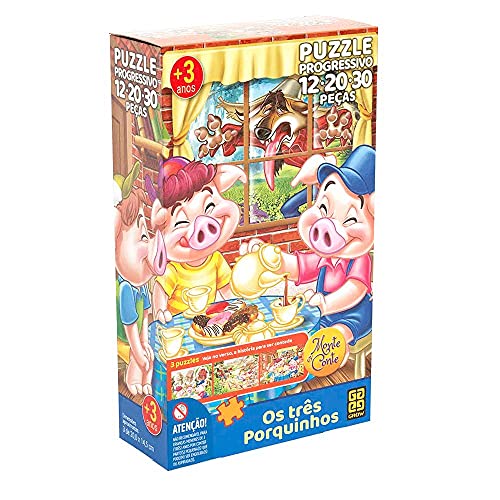 Quebra-cabeça Progressivo Monte e Conte Três Porquinhos - Grow