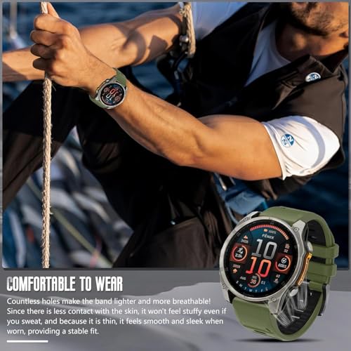 Image of Zitel Band Compatible with Garmin Fenix 8 AMOLED 51mm /8 Pro 51mm, Fenix 7X /7XPro, 6X /6X Pro, 5X /5X Plus, 3 /3 HR, Descent MK1 /2i /3i, Enduro 3 /2 - Quickfit 26mm Silicone Sport Strap