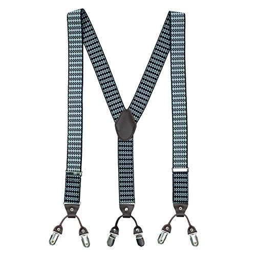 Image of The Tie Hub Diamond Pix Black Clip On Suspenders For Men