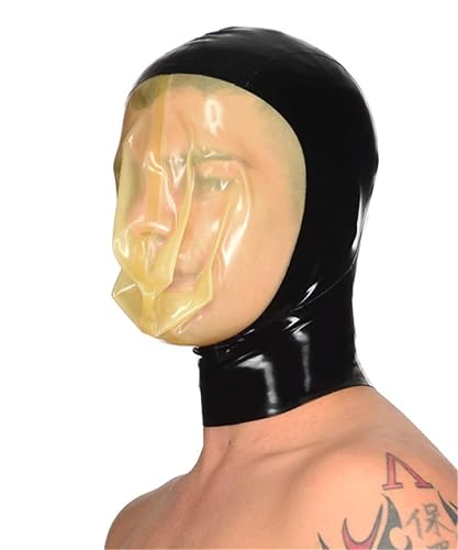 MFMYEE Bondage Latex maske,BDSM-maske Fetisch Kopfhaube Latex Cosplay Reißverschluss hinten,Cosplay,Halloween Maske