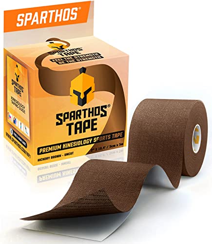 Sparthos Kinesiology Tape - Incredible Support for Athletic Sports and Recovery - Free Kinesio Taping Guide! - Rocktape Breast Waterproof Rock Boob Bra Gold Lift Tapes - Uncut (Hickory Brown)