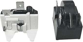 QP-02-4.7 Refrigerator Accessories 2-Piece Set, 1 Piece Refrigerator Overload Protector 1/2HP and 1 Piece QP-02-4.7 PTC Refrigerator Start Relay/Cooler Compressor Starter 4.7 Ohm (3-pin)