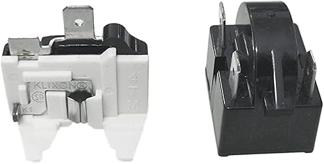 QP-02-4.7 Refrigerator Accessories 2-Piece Set, 1 Piece Refrigerator Overload Protector 1/2HP and 1 Piece QP-02-4.7 PTC Refrigerator Start Relay/Cooler Compressor Starter 4.7 Ohm (3-pin)