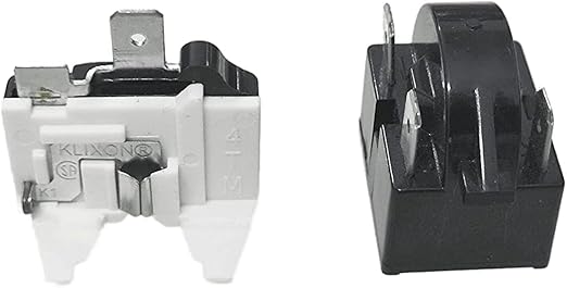 QP-02-4.7 Refrigerator Accessories 2-Piece Set, 1 Piece Refrigerator Overload Protector 1/2HP and 1 Piece QP-02-4.7 PTC Refrigerator Start Relay/Cooler Compressor Starter 4.7 Ohm (3-pin)