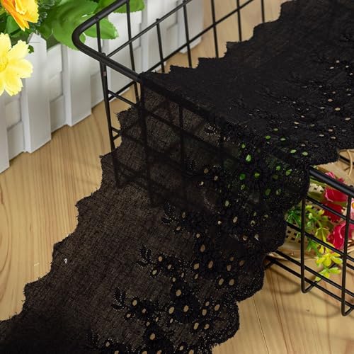 Duories 3,7 mètres 11 cm de broderie en coton, ruban de dentelle, bordure de dentelle vintage, ruban décoratif, bordure, ruban de dentelle, tissu de...