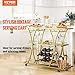 VEVOR Bar Cart Gold, 3 Tiers Home Bar Serving Cart on Lockable Wheels, Rolling Alcohol Cart with Tempered Glass Shelves Guardrail Wine Rack, Modern Wine Cart for Home Kitchen Dining and Living Room