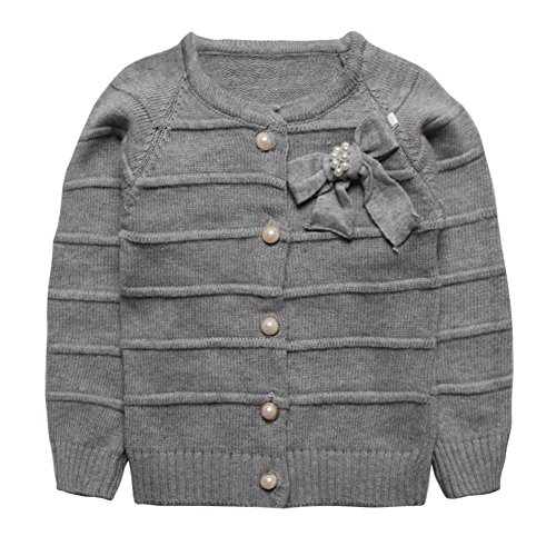 E-Tree eTree Little Girls' Baby Cute Pearl Bow Buttons Cashmere Cardigan Sweaters