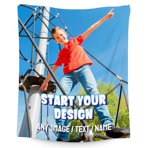 Personalized Blanket with Photo - Custom Gift for Kid Adults - Picture Blanket with Name, Soft Flannel Throw for Couch, Bed - 4 Sizes