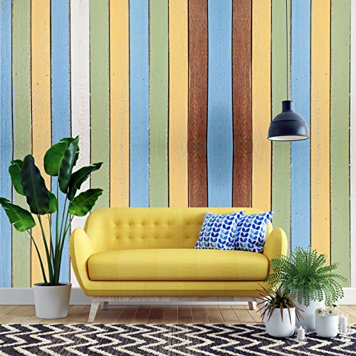 Image of DWELLSINDIA Painted Wood Self Adhesive Wallpaper Peel & Stick, Waterproof, Scratch Resistant, Laminated (41cm x 244cm, Multi)