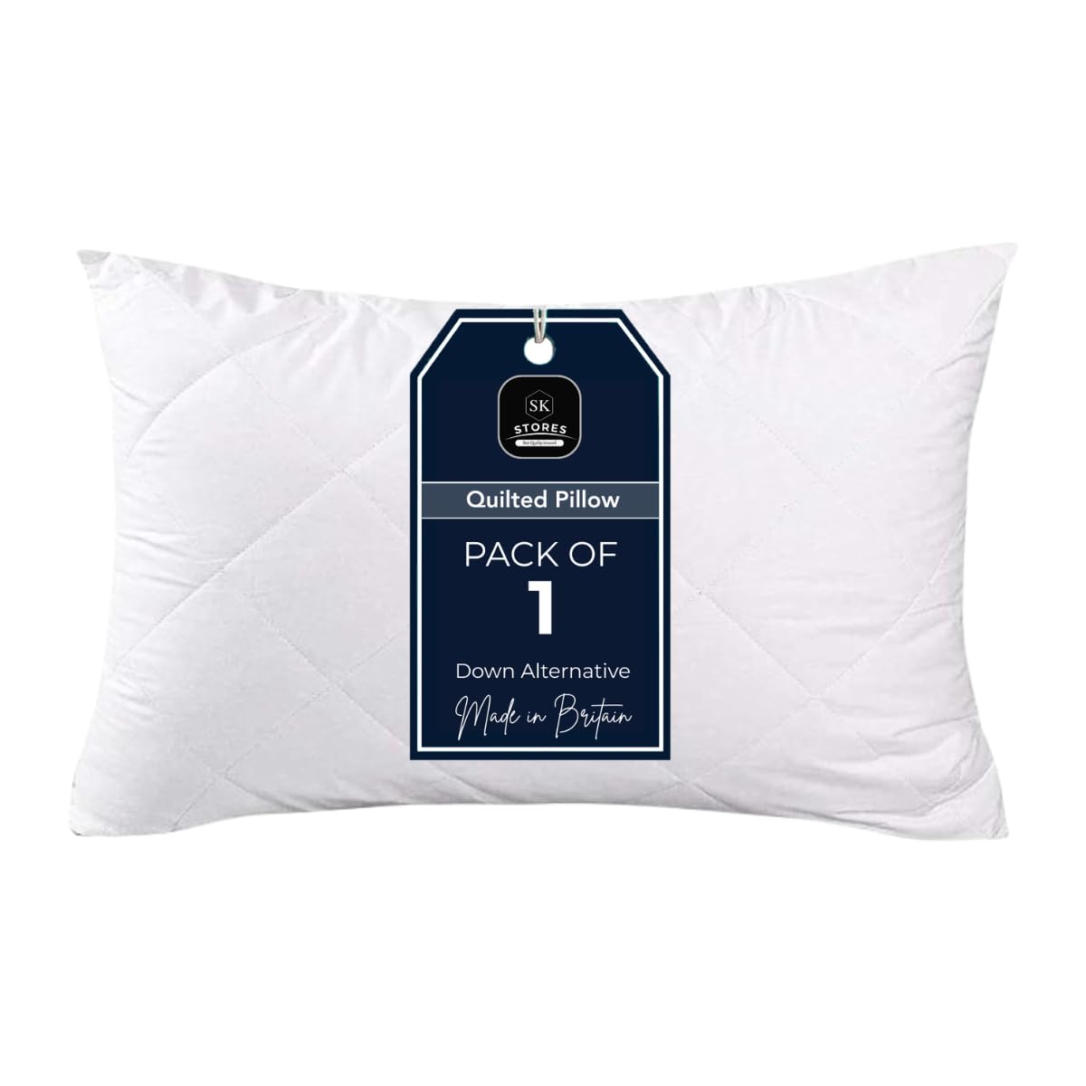 Sk Stores White Quilted Pillows- Hotel Quality Premium Hollowfibre Filled Pillows For Side, Stomach And Back Sleeper, Down Alternative Bed Pillow (Pack Of 1)