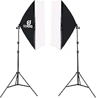 SOU FOTO Kit Softbox Duplo Profissional Iluminação Luz Continua para Fotografia e Video | 2x Softbox 50x70cm e 2x Tripés 2 metros | Modelo Duo
