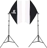 SOU FOTO Kit Softbox Duplo Profissional Iluminação Luz Continua para Fotografia e Video | 2x Softbox 50x70cm e 2x Tripés 2 metros | Modelo Duo