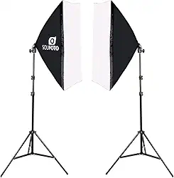 SOU FOTO Kit Softbox Duplo Profissional Iluminação Luz Continua para Fotografia e Video | 2x Softbox 50x70cm e 2x Tripés 2 metros | Modelo Duo