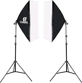 SOU FOTO Kit Softbox Duplo Profissional Iluminação Luz Continua para Fotografia e Video | 2x Softbox 50x70cm e 2x Tripés 2 metros | Modelo Duo