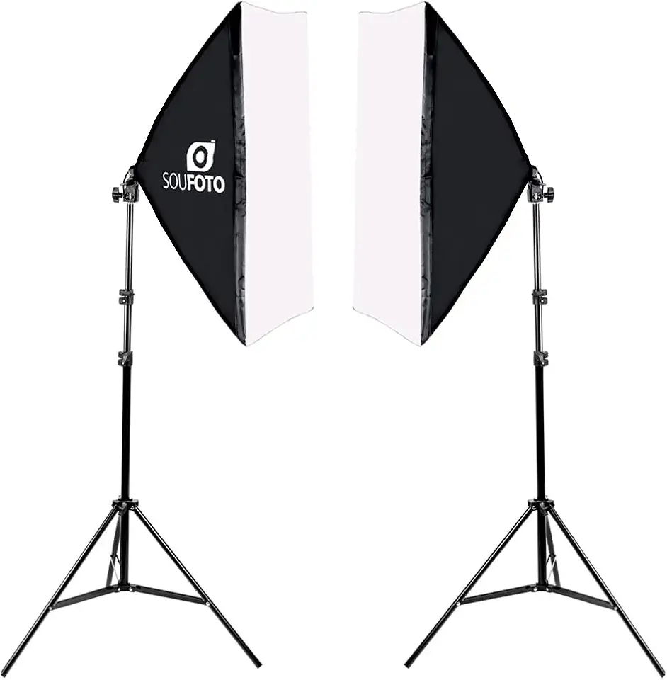 SOU FOTO Kit Softbox Duplo Profissional Iluminação Luz Continua para Fotografia e Video | 2x Softbox 50x70cm e 2x Tripés 2 metros | Modelo Duo