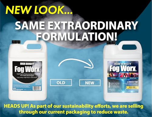 Image of FogWorx Extreme High Density Fog Juice Gallon - Long Lasting, High Output, Odorless Water Based Fog Machine Fluid - for 400 Watt to 1500 Watt Machines (Pack of 2)