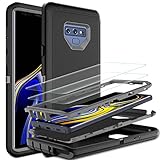 HONG-AMY Galaxy Note 9 Case with TPU Screen Protector [2 Pack], 3-in-1 Shockproof Heavy Duty Protection - Black/Grey