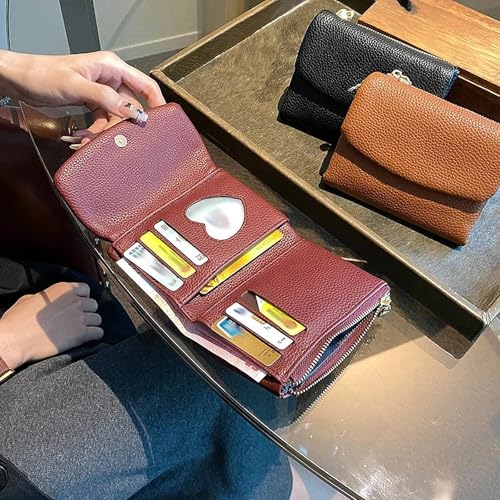 Pebble Leather Wallet, Coin Purse Wallet with Card & Coin Holder, Compact Small Bifold for Women(Black) 5