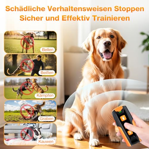 HZK Anti Bell Gerät für Hunde,Ultraschall Hundeabwehr, 3 Modi (Ton/Ultraschall/Taschenlampe), 7m Reichweite, Wiederaufladbar & Humane Hunde Bell Stop Gerät für Kleine bis Große Hunde
