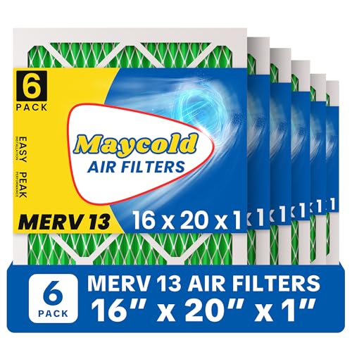 Maycold MERV 13 16x20x1 Air Filter (6-Pack) High-Efficiency Pleated AC & Furnace Filters Actual Size: 15.70 x 19.70 x 0.75 Individually Wrapped in Plastic