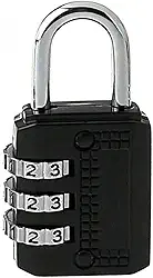 Cadeado Com Senha Numérica 3 Dígitos PRETO e PRATA Para Mala Mochila Armário Notebook Viagem Academia Antifurto Portátil Seguro e Resistente Sem Chave, Fácil De Usar PREMIUM (PRETO)