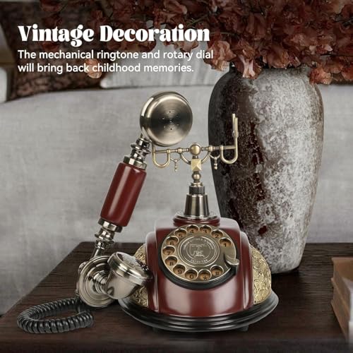 Image of Scizor Home Office Decor Landlines Fashion Creative Antique European Pastoral Retro Wired Phone, Nostalgic Style, Rotary Dial, with Resin Body, Used for Office Home Living Room Telephone Line (SC-03)