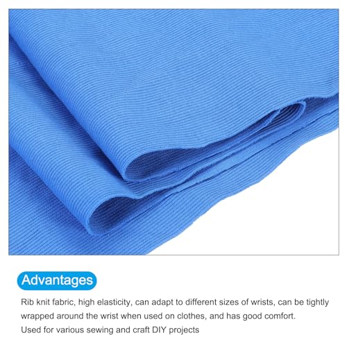 Image of MECCANIXITY 39 inch Elastic Cuffs Ribbed Trims Cotton Fabric Knit Rib Stretch Tape Cuff Sleeve Waistband for Sewing, 12 inch Wide Sky Blue
