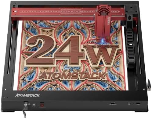 ATOMSTACK A24 pro �����@�AATOM STACK�ł��ǂ����勉�����@�A���t���s�v�݌v�A370x310 mm������ƖʐρA�`�F�[���n�[�l�X�t�A�S�A���~�j�E�������\���A���G�l���M�[�A�A�N�����ؒf�ƒ����ɓK�p���A�I�t���C���������x�����A�}��~�{