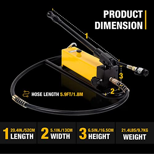 Image of Manual Hydraulic Hand Pump 1500cc 10000Psi Portable Hydraulic Cylinder Single Acting for Separate Type Hydraulic Tools, Hydraulic Lifting Pump, CP-700D