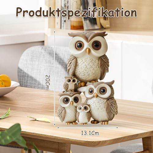 Aurelx Eule Deko, 2D Flache Owl Holzdeko, Glücksbringer Holzfiguren, Deko Figuren mit 5 Eulen, Holzfigur im Schlafzimmer, Eulen Geschenke für Frauen Eulenliebhaber & Vogelliebhaber