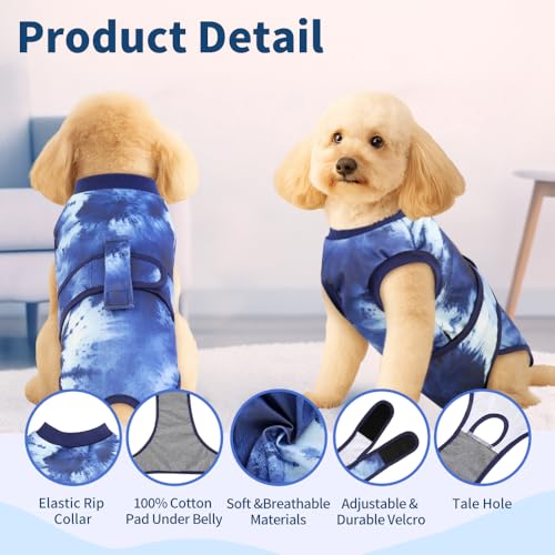 Image of Surgery Recovery Suit for Female Male Dog, Soft Onesie After Spay Neuter,XS | E-Collar Cone Alternative Anti Licking Abdominal Wounds, Small Puppy Cat Dogs Full Body Onesies,Medical Pet Bodysuit with Bib
