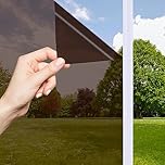 OFHome Privacy film for Glass Window, UV Reflective Anti Glare Mirror Tinted for Home and Office, Heat Control Sun Blocker Self-Adhesive Door Windows Tinting Sticker, Brown Silver, 90x200cm