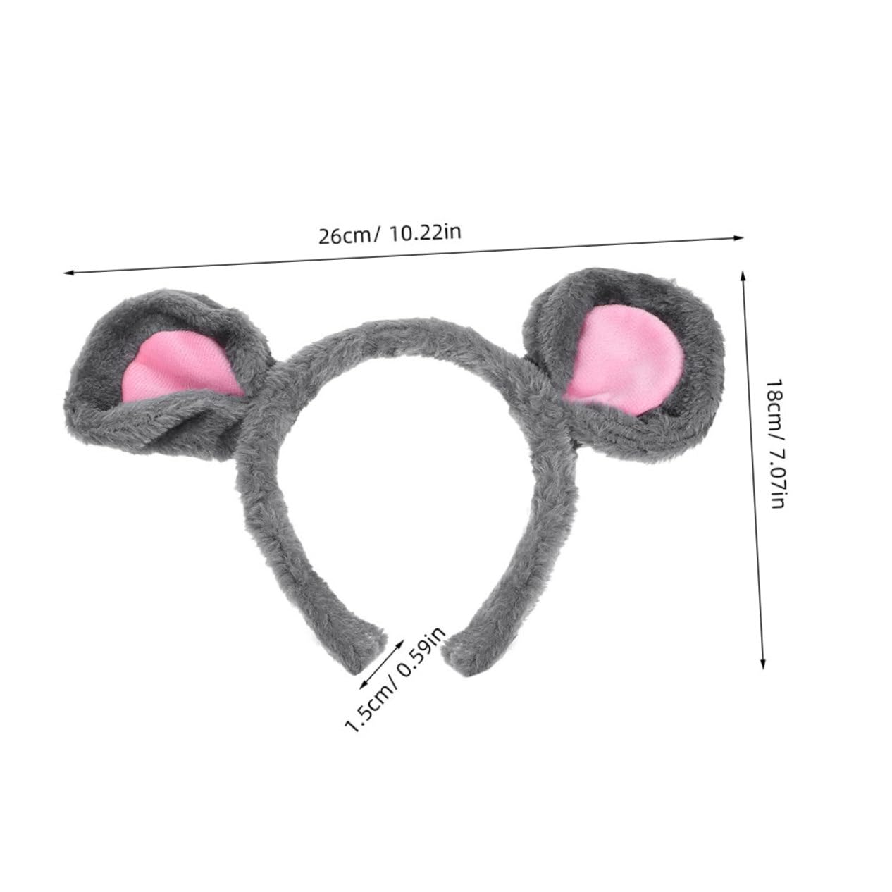 ibasenice 2 Set Cute Mouse Ears Headband Plush Rat Costume Accessories for Women Comfortable Cartoon Headband with Bow Tie Tail for Animal Cosplay for All Ages Multi