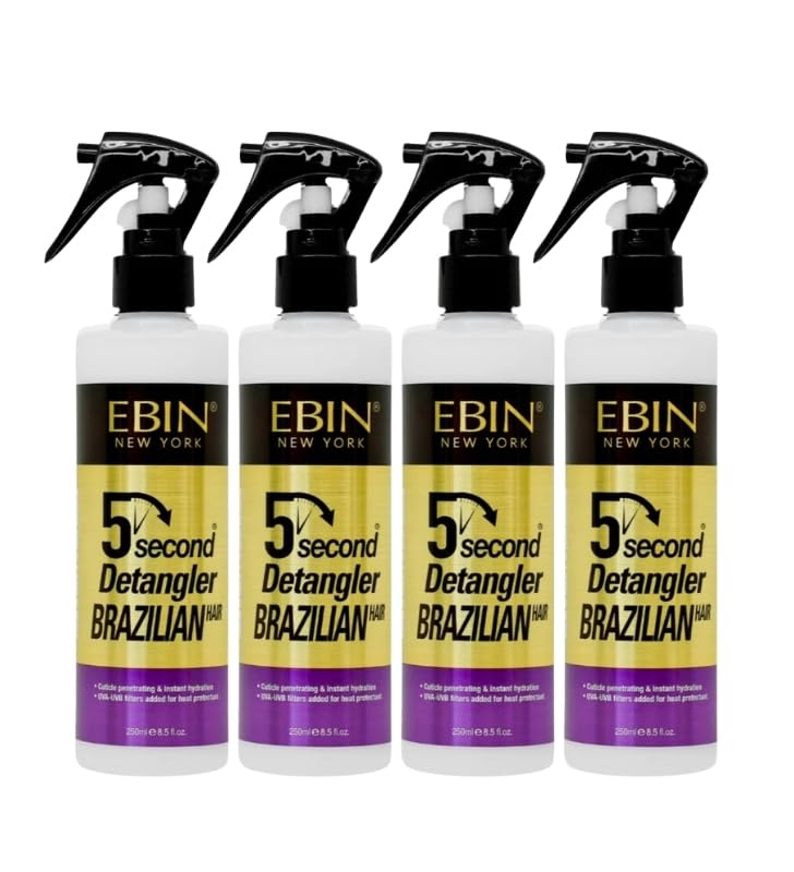 EBIN NEW YORK Argon Oil - 4x 5 Second Argan Oil Brazilian Detangler 8.5oz/250ml bundle Smooths Hair, Removes Knots, Adds Moisture, Protects from Heat Styling – Gift Set (4 Items)