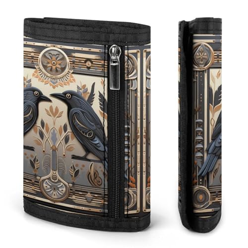 Black Crow Tri-fold Wallet Slim Money Clip Credit Card Holder Wallets for Men Gift3