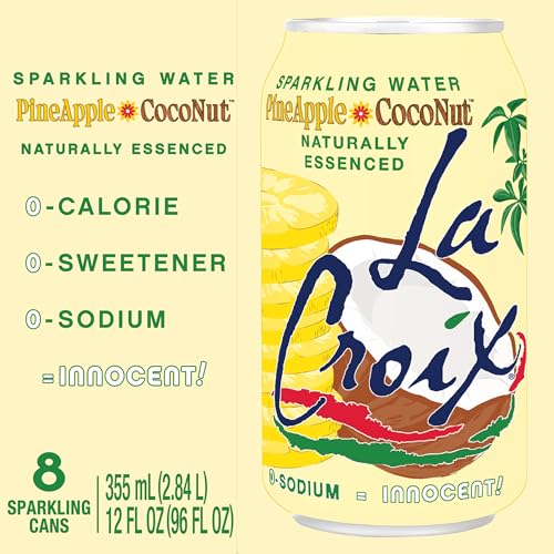 Image of LaCroix Sparkling Water | Pineapple Coconut Flavor | 8-Pack | Naturally Essenced, Zero Calorie, Sodium Free | 12 Fl Oz Cans