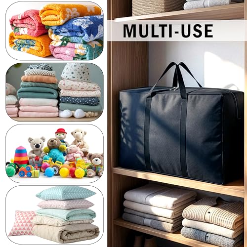 Image of Storite Heavy Duty 1680 Denier Nylon 158 L Multi-Purpose Moisture Proof Extra Large Toys /Stationery Paper /Blankets /Clothes Storage Bag /Moving Bags /Shifting bags (Black,86x34x54 cm)-Rectangular