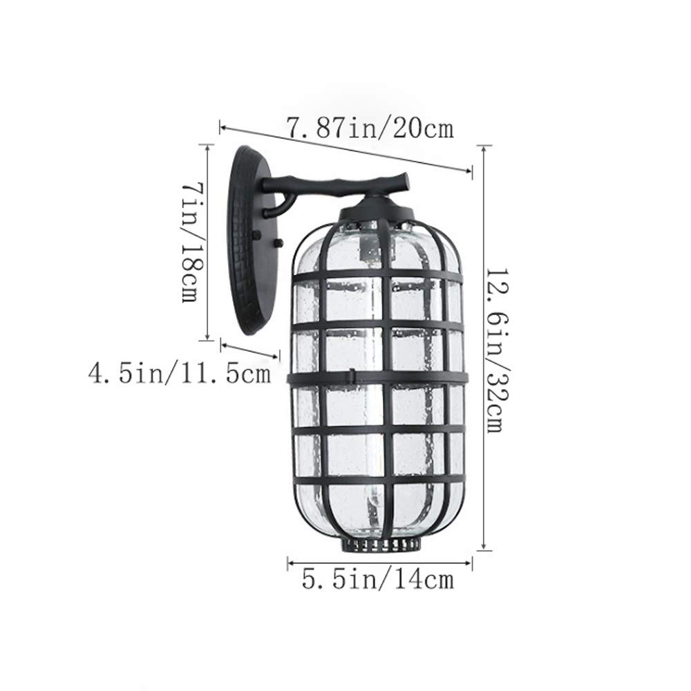 Europejska wodoodporna lampa ścienna zewnętrzna balkon willa zewnętrzne drzwi wejściowe do ogrodu lampa ścienna szkło ogród innowacja korytarz D (Noir)