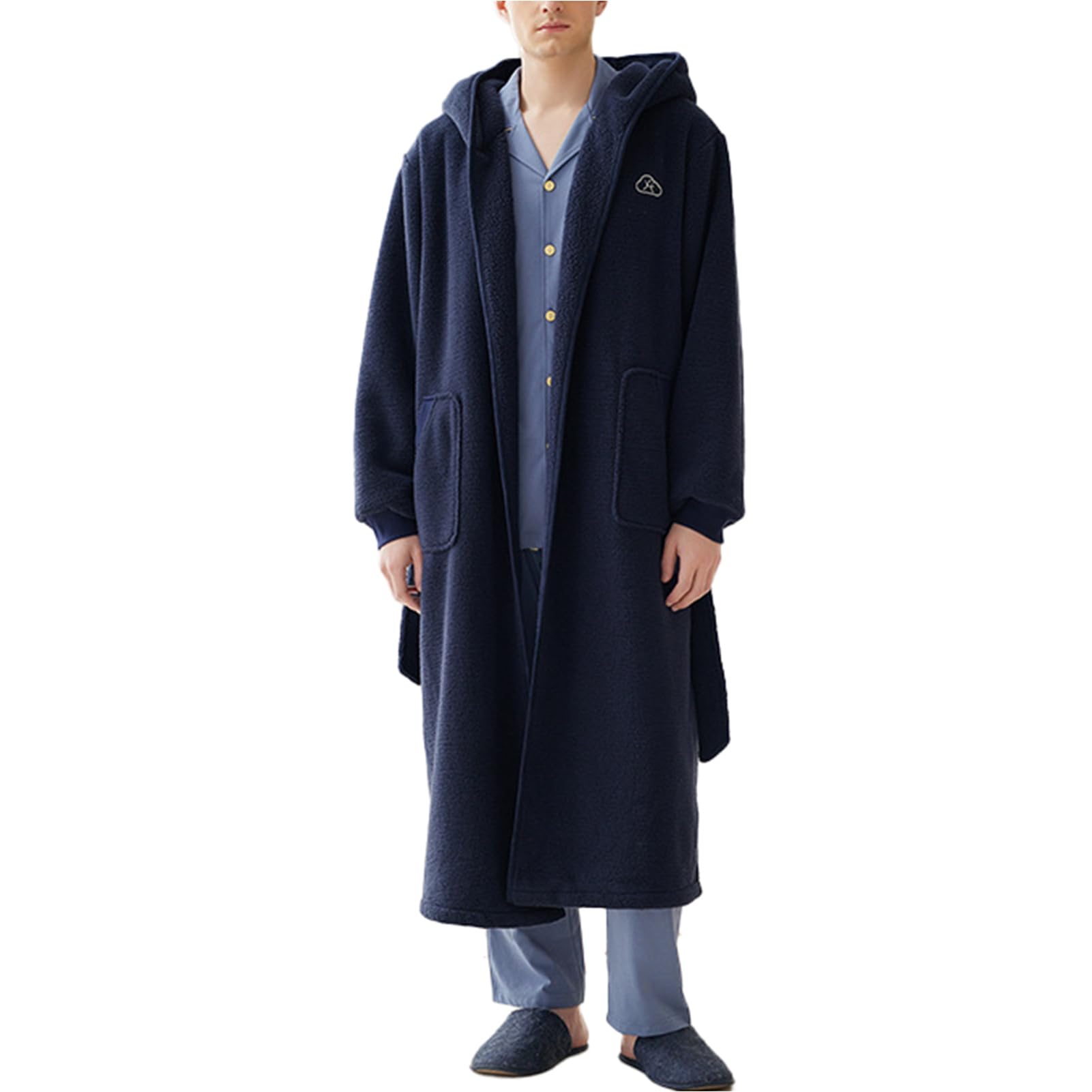 Mens con Capucha de Lana, Ultra Suave Mens Robe, Plush con Capucha Robe para Hombres con cinturón y 2 Bolsillos M-5XL