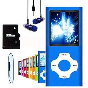 MP3 Player / MP4 Player, Hotechs MP3 Music Player with 32GB Memory SD Card Slim Classic Digital LCD 1.82” Screen Mini USB Port with FM Radio, Voice Record (Deep Blue)
