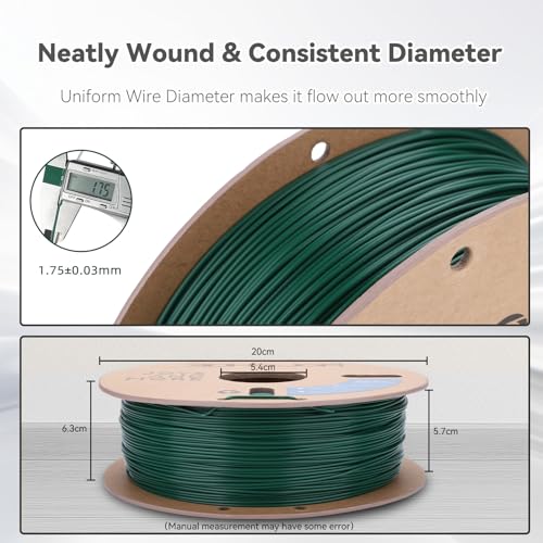 Image of 3DHoJor PLA Pro (Plus) Filament 1.75mm, 3D Printer Filament, Cardboard Spool 3D Printing Filament, Dimensional Accuracy + /- 0.03 mm,Pine Green, 1kg