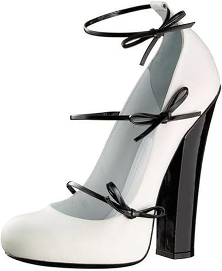 Spring Autumn Chunky Heels high-Heeled Shoes Round Toe Bowknot Strap Mary Jane Shoes Extra Large Size Pumps