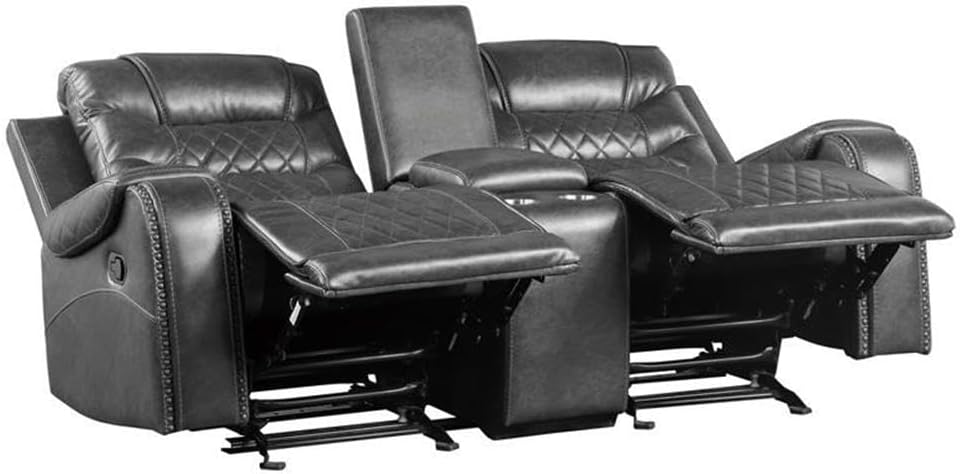 Lexicon Derringer Wall Hugger Manual Double Glider Reclining Loveseat, Gray